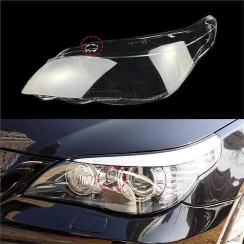 حافظة إضاءة تلقائية متوافقة مع BMW 5 Series E60 E61 523Li 525Li 530Li 2008-2010 غطاء عدسة المصباح الأمامي للسيارة غطاء عاكس الضوء أغطية زجاجية (عالية مع فتحة يمين) in Saudi Arabia