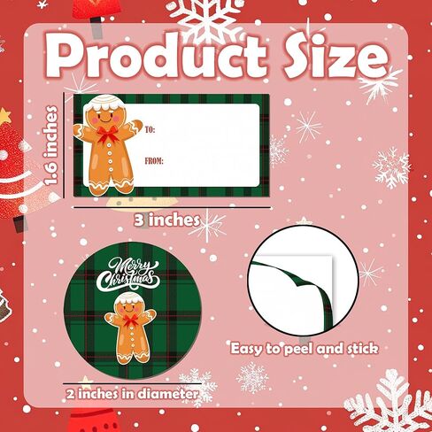 Christmas Stickers 120PCS Set- 60 Rectangle Name Labels & 60 Round Stickers - Self Adhesive Xmas Gift Tags for Presents, Holiday Wrapping, Party Decor - Santa Snowman Reindeer Red Plaid Designs - A02 in Saudi Arabia