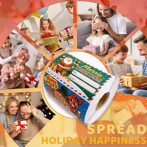 500 تصميم فريد من نوعه لبطاقات هدايا عيد الميلاد - ملصقات عطلة ذاتية اللصق بدون تكرار لتغليف الهدايا - لطيفة من ملصقات الأسماء للهدايا والحقائب والصناديق والبطاقات - 2.95 × 1.6 بوصة in Kuwait