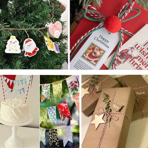 328 Feet Red and White Cotton Bakers Twine, 2mm Cotton Cord String for Christmas Wrapping & Crafts in Saudi Arabia