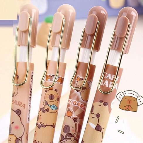 4 Pcs Cute Gel Pens Capybara Retractable Pens Cartoon Pen 0.5mm Black Ink Writing Pen for Women Girls Men Boy Office Supplies Back to School Supplies (4Pcs Capybara) in Saudi Arabia
