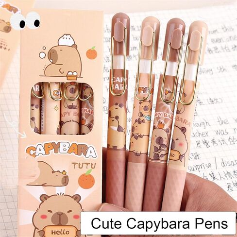 4 Pcs Cute Gel Pens Capybara Retractable Pens Cartoon Pen 0.5mm Black Ink Writing Pen for Women Girls Men Boy Office Supplies Back to School Supplies (4Pcs Capybara) in Saudi Arabia