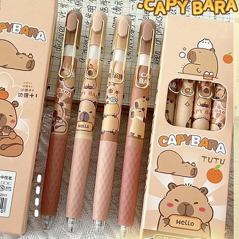 4 Pcs Cute Gel Pens Capybara Retractable Pens Cartoon Pen 0.5mm Black Ink Writing Pen for Women Girls Men Boy Office Supplies Back to School Supplies (4Pcs Capybara) in Saudi Arabia