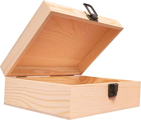 Wooden Box 8.26x6x3 Inch – Small Natural Wood Box for Crafts and Storage, Unfinished Wood Box for DIY Decoration, Keepsake, Jewelry, or Gift Box in Saudi Arabia