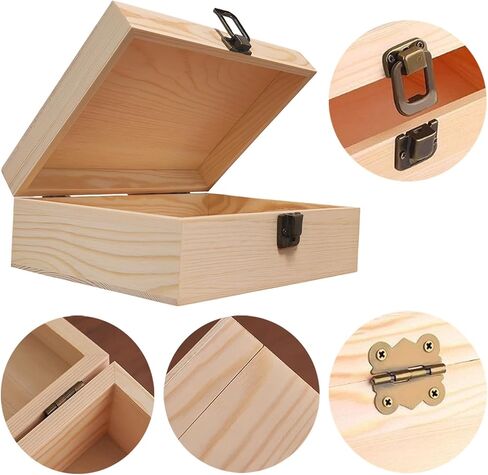 Wooden Box 8.26x6x3 Inch – Small Natural Wood Box for Crafts and Storage, Unfinished Wood Box for DIY Decoration, Keepsake, Jewelry, or Gift Box in Saudi Arabia