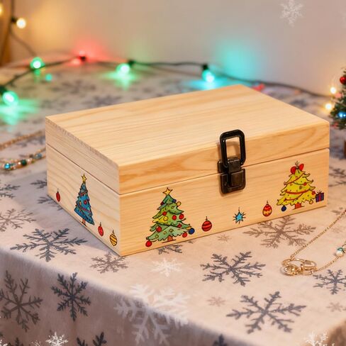 Wooden Box 8.26x6x3 Inch – Small Natural Wood Box for Crafts and Storage, Unfinished Wood Box for DIY Decoration, Keepsake, Jewelry, or Gift Box in Saudi Arabia