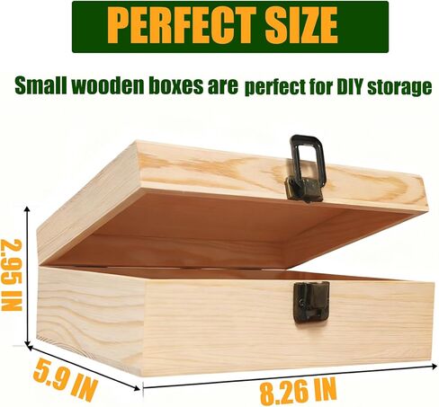 Wooden Box 8.26x6x3 Inch – Small Natural Wood Box for Crafts and Storage, Unfinished Wood Box for DIY Decoration, Keepsake, Jewelry, or Gift Box in Saudi Arabia