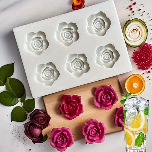 Aromatherapy Candle Mold - Six-Rose Silicone Mold | for Resin, Polymer Clay, Handmade Soap & Gift Box Decoration in Saudi Arabia