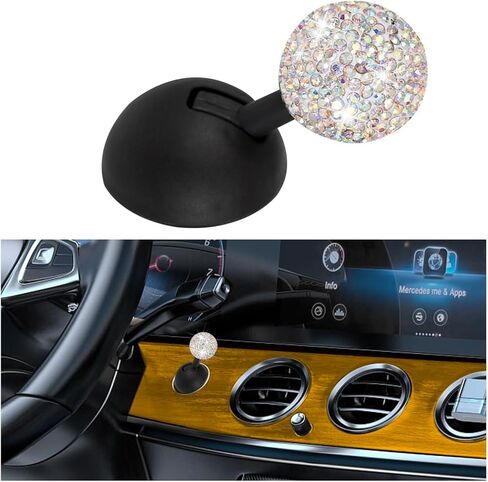 Bling Car Push Start Button Cover, Crystal Rhinestone One-Touch Vehicle Engine Joystick Rocker Decor, Sparkling Auto Interior Decoration Accessories, Universal Fit (White) in Saudi Arabia