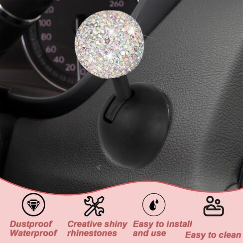 Bling Car Push Start Button Cover, Crystal Rhinestone One-Touch Vehicle Engine Joystick Rocker Decor, Sparkling Auto Interior Decoration Accessories, Universal Fit (White) in Saudi Arabia