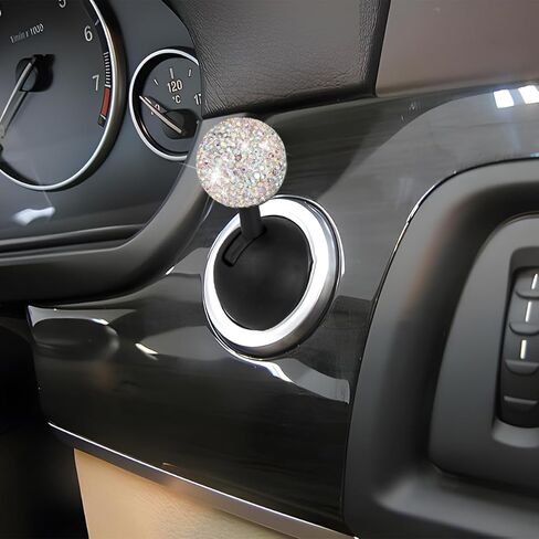 Bling Car Push Start Button Cover, Crystal Rhinestone One-Touch Vehicle Engine Joystick Rocker Decor, Sparkling Auto Interior Decoration Accessories, Universal Fit (White) in Saudi Arabia
