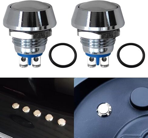 12V Momentary Horn Push Button Switch Metal Waterproof 12mm Round Starter Power Switch for Car RV Truck Boat Marine - 2pcs in Saudi Arabia