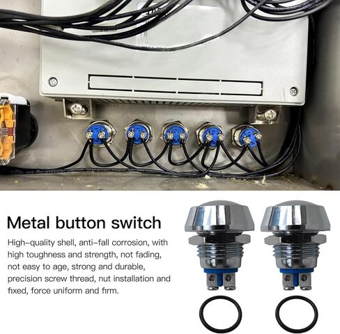 12V Momentary Horn Push Button Switch Metal Waterproof 12mm Round Starter Power Switch for Car RV Truck Boat Marine - 2pcs in Saudi Arabia