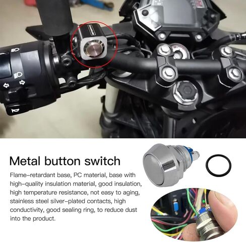 12V Momentary Horn Push Button Switch Metal Waterproof 12mm Round Starter Power Switch for Car RV Truck Boat Marine - 2pcs in Saudi Arabia