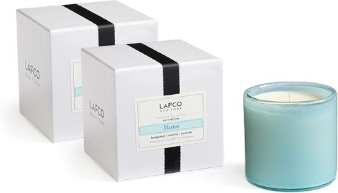 شمعة LAFCO New York المميزة، شامبانيا - 15.5 أونصة، عبوتان - وقت حرق لمدة 90 ساعة - وعاء زجاجي منفوخ يدويًا قابل لإعادة الاستخدام - صنع في الولايات المتحدة الأمريكية in Kuwait