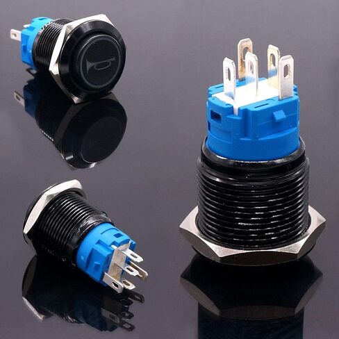 12V 19mmMomentary Push Button Switch 1NO 1NC SPDT Blue Led Light 3/4" Mounting Hole Raised Black Metal Toggle Switch(Red) in Saudi Arabia