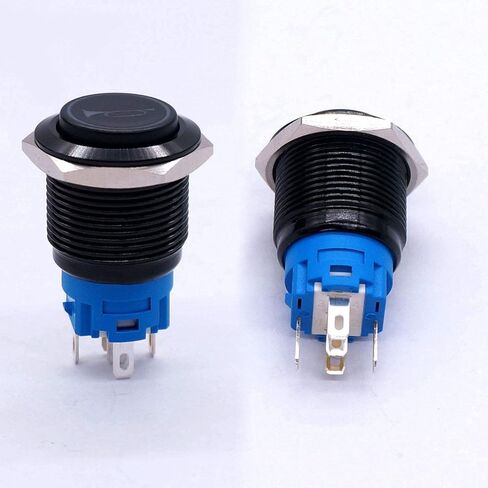 12V 19mmMomentary Push Button Switch 1NO 1NC SPDT Blue Led Light 3/4" Mounting Hole Raised Black Metal Toggle Switch(Red) in Saudi Arabia