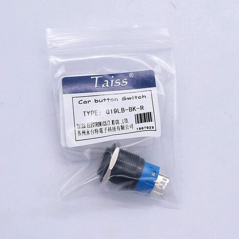 12V 19mmMomentary Push Button Switch 1NO 1NC SPDT Blue Led Light 3/4" Mounting Hole Raised Black Metal Toggle Switch(Red) in Saudi Arabia
