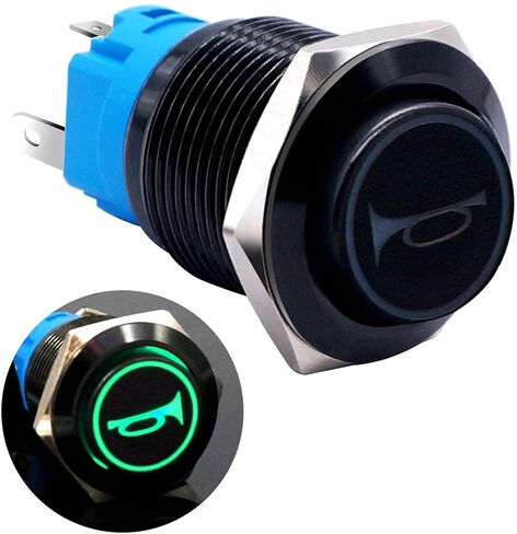 12V 19mmMomentary Push Button Switch 1NO 1NC SPDT Blue Led Light 3/4" Mounting Hole Raised Black Metal Toggle Switch(Red) in Saudi Arabia