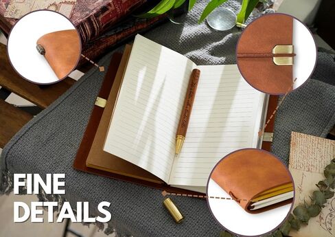 هدايا إينوبيتا بوردر كولي للنساء، مجلة بوردر كولي وقلم دفتر ملاحظات قابل لإعادة التعبئة من الجلد النباتي، دفتر رسم، مذكرات سفر، 7.8 × 5 بوصات in Kuwait