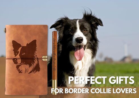 هدايا إينوبيتا بوردر كولي للنساء، مجلة بوردر كولي وقلم دفتر ملاحظات قابل لإعادة التعبئة من الجلد النباتي، دفتر رسم، مذكرات سفر، 7.8 × 5 بوصات in Kuwait