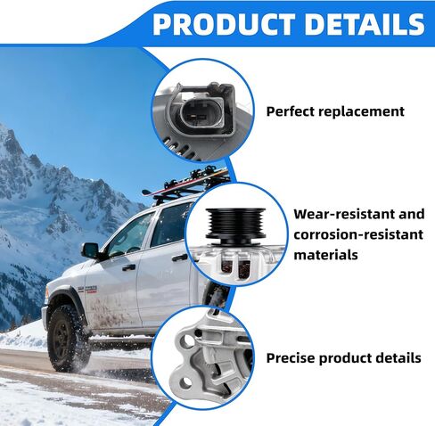 مولد كهربائي 06E903023B متوافق مع Audi Q7 2013-2015 GAS Supercharged، استبدل 11821، FG23S065، 6E903023B، A3123، 439816، 440470 بكرة ذات 6 أخدود in Kuwait