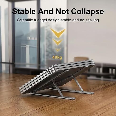 حامل كمبيوتر محمول للمكتب، تصميم مريح، حامل كمبيوتر محمول قابل للطي من الألومنيوم قابل للتعديل مع حقيبة تخزين، حامل كمبيوتر محمول تبريد جيد التهوية لأجهزة الكمبيوتر المحمولة مقاس 10-15.6 بوصة، والأجهزة اللوحية، أسود in Saudi Arabia