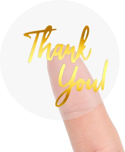 1000 PCS Thank You Sticker 1Inch Self Adhesive Round Thank You Sticker Roll Clear Gold Envelope Seal Labels Waterproof Beautiful Boho Elegant Seal Label for Business Festival Wedding Halloween in Saudi Arabia