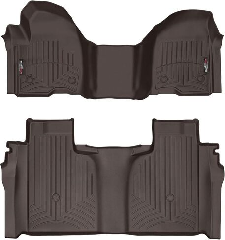بطانات أرضية مخصصة من Weathertech لسيارة شيفروليه سيلفرادو 1500 LTD، سيلفرادو 2500HD/3500HD، سييرا 2500HD / 3500HD - الصف الأول (OTH) والصف الثاني (4414911-4414363)، أسود in Saudi Arabia