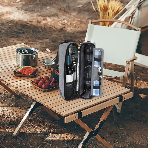 Wine Bag, Wine Cooler Bag for Gift, Wine Bottle Carrier Tote Bag Set Insulated with Cooler Compartment for Travel, Picnic, Beach with Wine Glasses, Wine Opener, Wine Stopper in Saudi Arabia