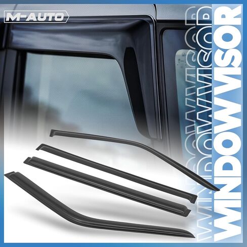 أقنعة نافذة التثبيت الخارجية من M-AUTO متوافقة مع 1991-2007 E150/E250/E350، دروع حماية المطر بشريط، 4 قطع in Kuwait