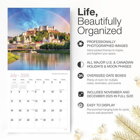 RED EMBER Castles 2026 Wall Calendar 12 Month | 12" x 24" Open | Thick & Sturdy Paper | Holiday Gift | Travel Calendar 2026 in Saudi Arabia