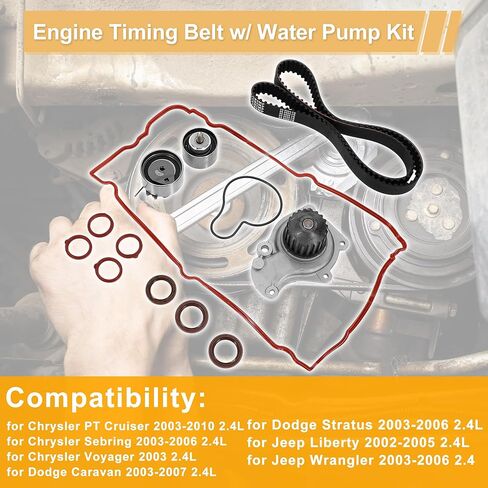 Timing Belt Water Pump Kit for Chrysler PT Cruiser 2003-2010 for Chrysler Sebring 2003-2006 Engine Timing Belt Kit with Water Pump No.TCK265/TCK265P in Saudi Arabia