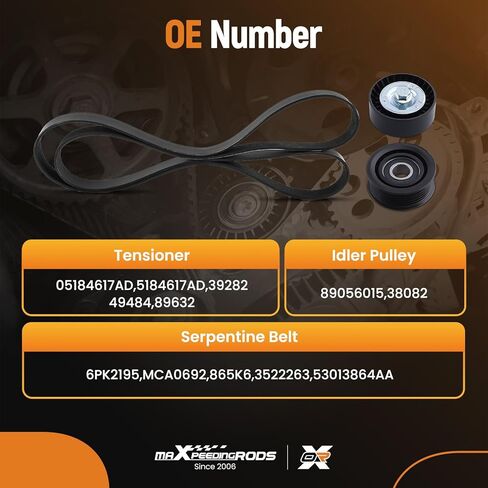 maXpeedingrods Engine Drive Belt Tensioner Idler Pulley Serpentine Belt Drive Component Kit for Ram 1500 C/V Dodge Grand Caravan Charger Durango Chrysler 200 300 Town & Country Journey 39282 38082 in Saudi Arabia