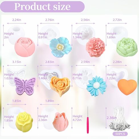 10 قطع من قوالب شموع الزهور القابلة لإعادة الاستخدام من GUBEARE لصنع الشموع المصنوعة من السيليكون والتيوليب الوردي، قالب شمع من السيليكون لصناعة يدوية من شمع الصويا وشمع العسل والحرف اليدوية in Kuwait