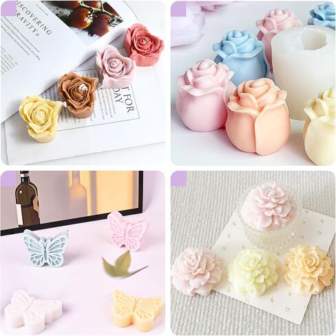 10 قطع من قوالب شموع الزهور القابلة لإعادة الاستخدام من GUBEARE لصنع الشموع المصنوعة من السيليكون والتيوليب الوردي، قالب شمع من السيليكون لصناعة يدوية من شمع الصويا وشمع العسل والحرف اليدوية in Kuwait