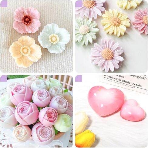 10 قطع من قوالب شموع الزهور القابلة لإعادة الاستخدام من GUBEARE لصنع الشموع المصنوعة من السيليكون والتيوليب الوردي، قالب شمع من السيليكون لصناعة يدوية من شمع الصويا وشمع العسل والحرف اليدوية in Kuwait