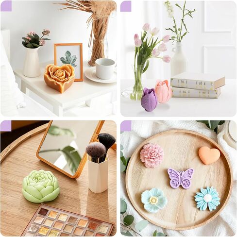 10 قطع من قوالب شموع الزهور القابلة لإعادة الاستخدام من GUBEARE لصنع الشموع المصنوعة من السيليكون والتيوليب الوردي، قالب شمع من السيليكون لصناعة يدوية من شمع الصويا وشمع العسل والحرف اليدوية in Kuwait