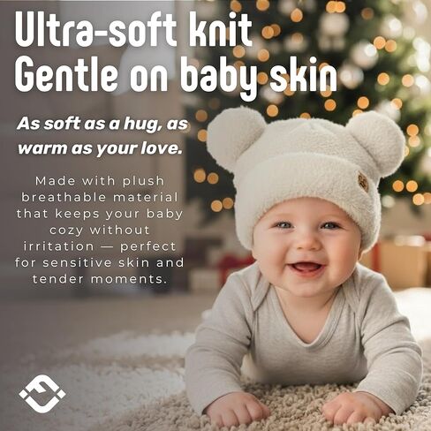 Funky Baby Infant Beanie Baby Winter Hats Teddy Bear Ear Girl Boy Cute Striped Patch Knit Warm Caps in Saudi Arabia