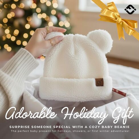 Funky Baby Infant Beanie Baby Winter Hats Teddy Bear Ear Girl Boy Cute Striped Patch Knit Warm Caps in Saudi Arabia