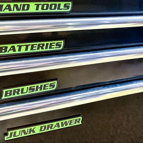 12 Pack of Magnetic Toolbox Labels, 3D-Printed Tool Box Labels, General Tool Box Organize Accessories, Reusable Tags for Steel Toolboxes, Carts, Drawers, and Cabinets (Silver + Black) in Saudi Arabia