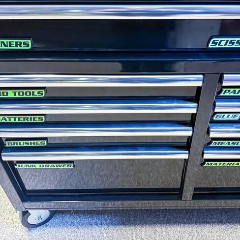 12 Pack of Magnetic Toolbox Labels, 3D-Printed Tool Box Labels, General Tool Box Organize Accessories, Reusable Tags for Steel Toolboxes, Carts, Drawers, and Cabinets (Silver + Black) in Saudi Arabia