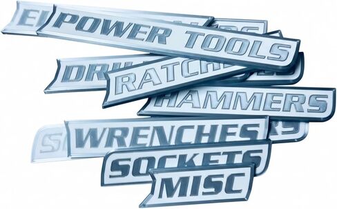 12 Pack of Magnetic Toolbox Labels, 3D-Printed Tool Box Labels, General Tool Box Organize Accessories, Reusable Tags for Steel Toolboxes, Carts, Drawers, and Cabinets (Silver + Black) in Saudi Arabia