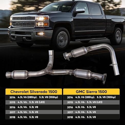 EPA Compliant Catalytic Converter - Fits 2014-2018 Chevy Silverado 1500/GMC Sierra 1500 (4.3L V6 / 5.3L V8) & 2015-2019 Chevy Suburban/Tahoe/GMC Yukon/Yukon XL (5.3L V8) in Saudi Arabia