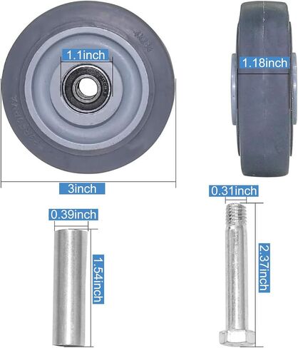 URBEST Push Cart Wheels, Heavy Duty 4 Inch PU Caster Wheels Bearings Repair Kits, Pltae Casters, Shelf Replacement Wheels for Platform Trucks up to 265 Pounds (M:4 Inch,Grey) in Kuwait