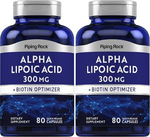 Piping Rock Alpha Lipoic Acid 300mg | Plus Biotin Optimizer | 80 Capsules | Non-GMO, Gluten Free Supplement in Saudi Arabia