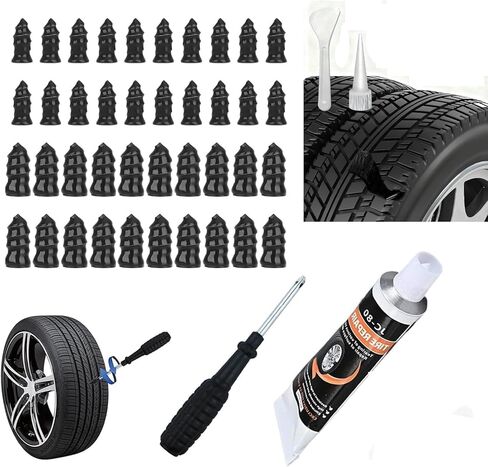 40 Pcs Tire Repair Rubber Nail Tire Repair Nail Tire Repair Rubber Screws Fast Tool Self-Service Suitable for Car Motorcycle Jeep Tire Puncture Repair in Saudi Arabia