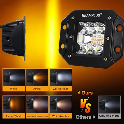 2pcs 5in Amber White LED Cube Lights, 42W 4200LM LED Pods Fog Lights for Off Road, ATV, UTV, 4x4, SUV, 12V-24V IP68 in Saudi Arabia