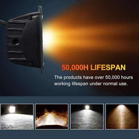 2pcs 5in Amber White LED Cube Lights, 42W 4200LM LED Pods Fog Lights for Off Road, ATV, UTV, 4x4, SUV, 12V-24V IP68 in Saudi Arabia