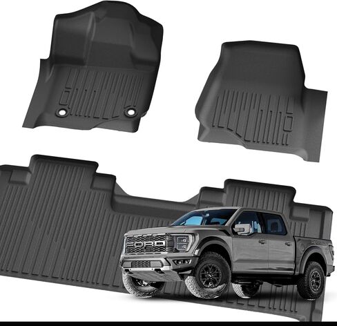 Floor Mats Custom Fit for Ford F150 Super Cab, TPE All-Weather Floor Liners Full Set with 1st & 2nd Rows, Fit Bucket or Bench Seats (Super Cab 2015-2026, Full Set) in Saudi Arabia